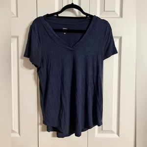 Market & Spruce Erin v-neck tee, S, navy blue